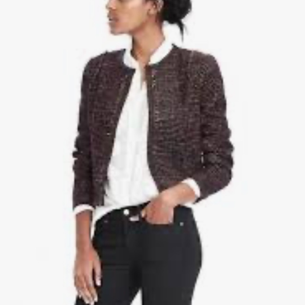 Banana Republic Multicolor Boucle Chic black Tweed Women's Jacket.
